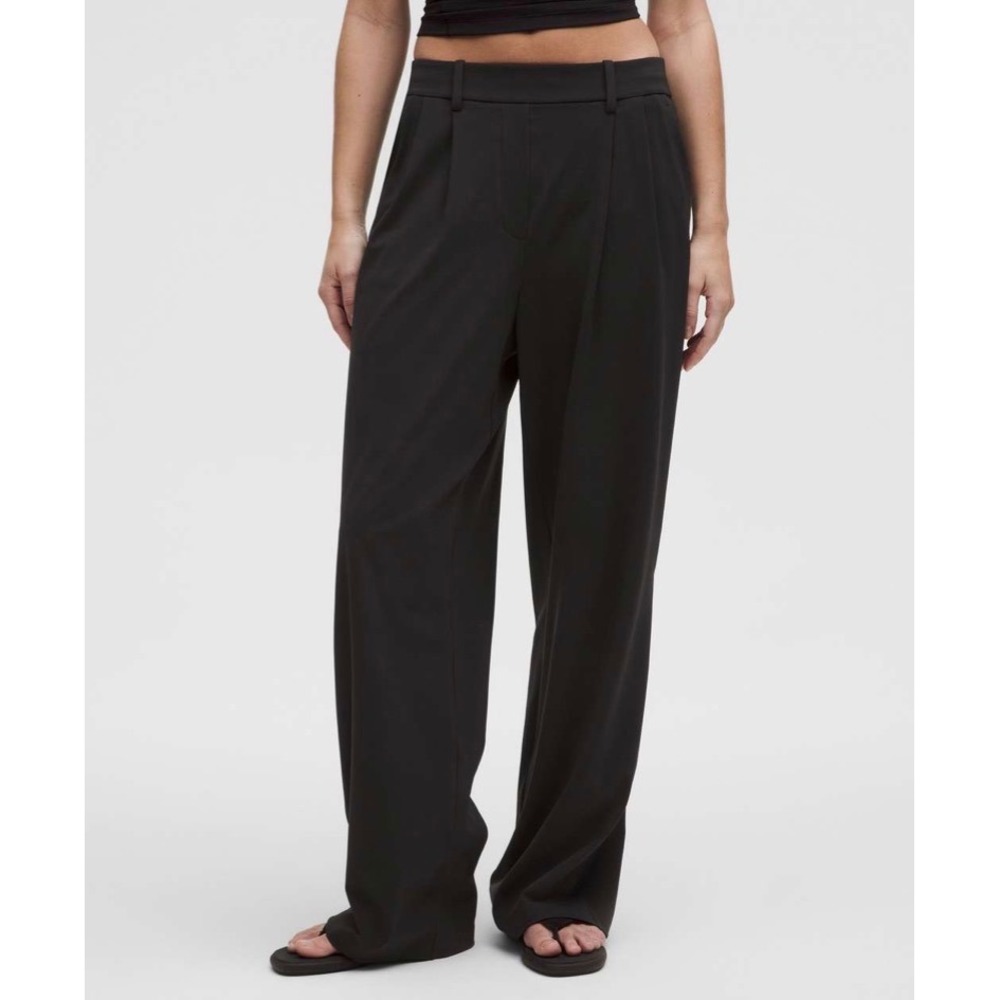 Lululemon Daydrift High Rise Trouser Short Wide-Leg Pants Black Pleated W5HCQS L - Picture 6 of 13